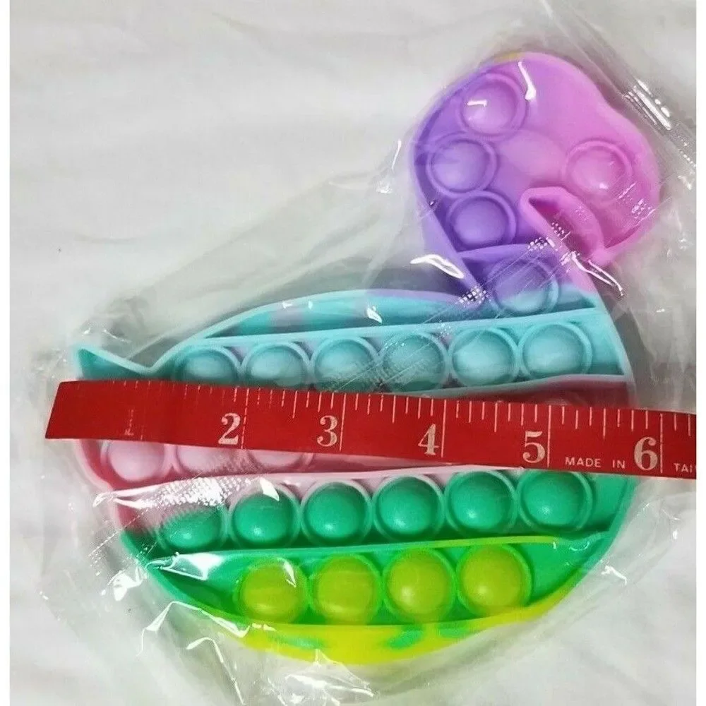 Fidget Toy Swan Bird Push Pop Bubble Rainbow Silicone Sensory